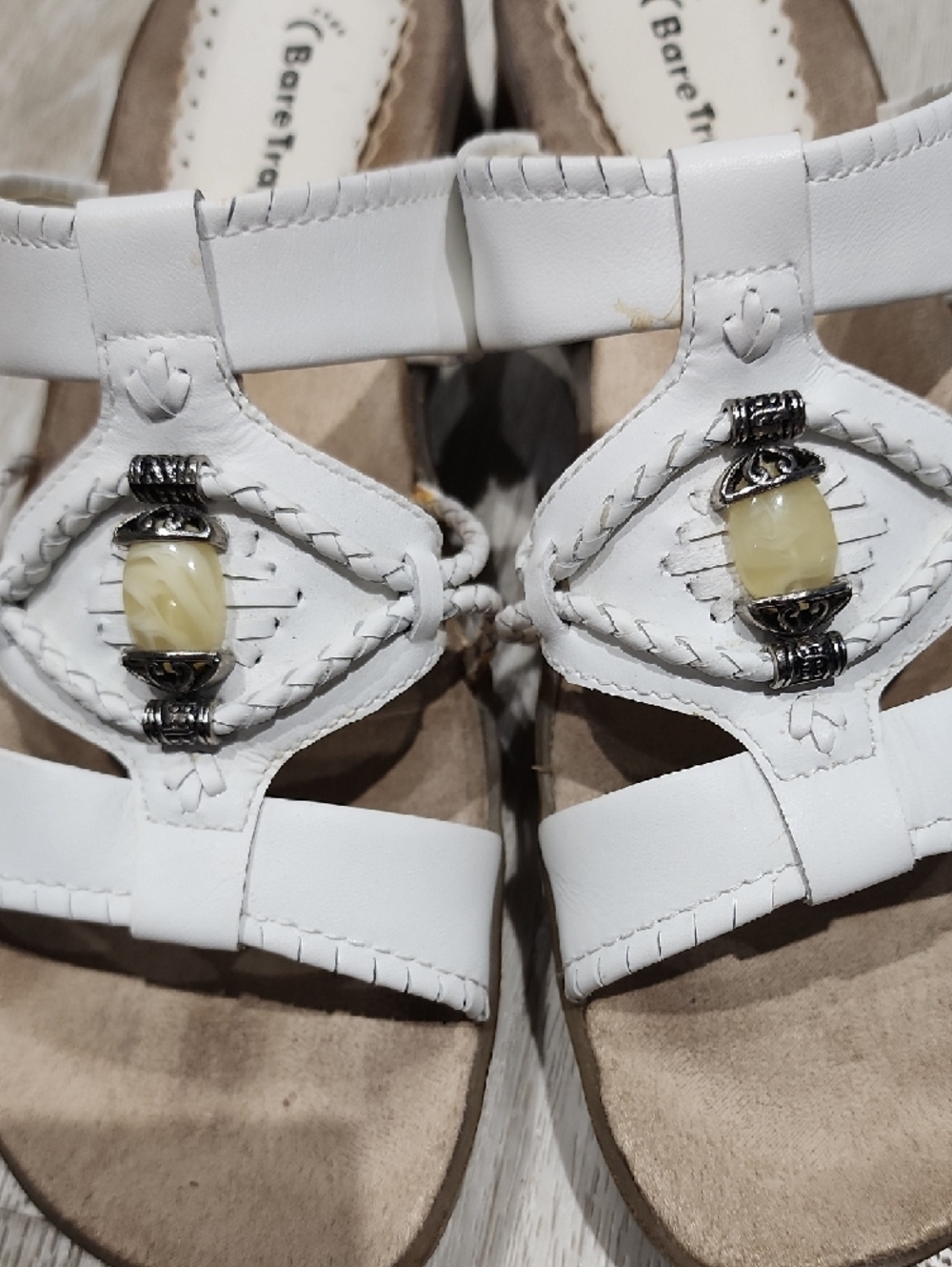 BareTraps White Braided Slip-On Sandals with Bead Detail 8 - Picture 8 of 10